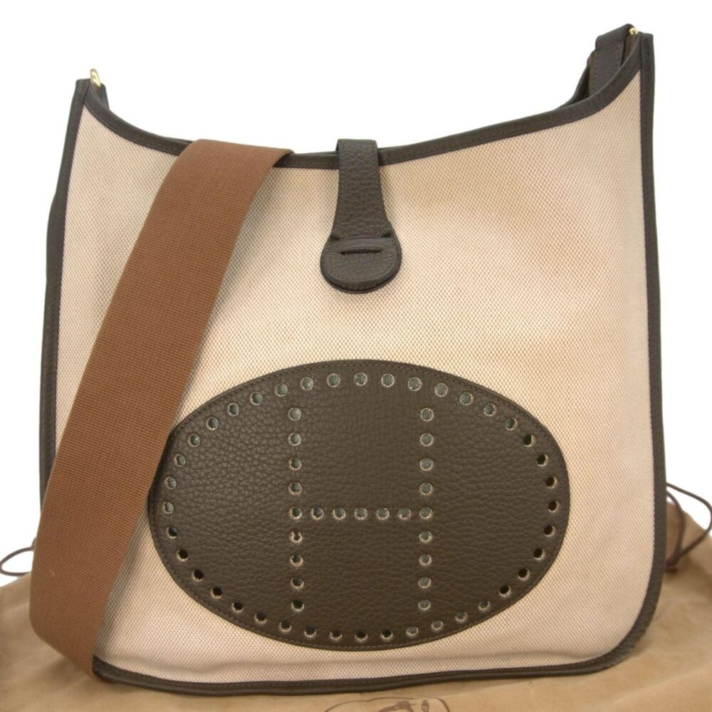 Hermes Evelyne PM Canvas Shoulder Bag Bicolor - Picture 2 of 12